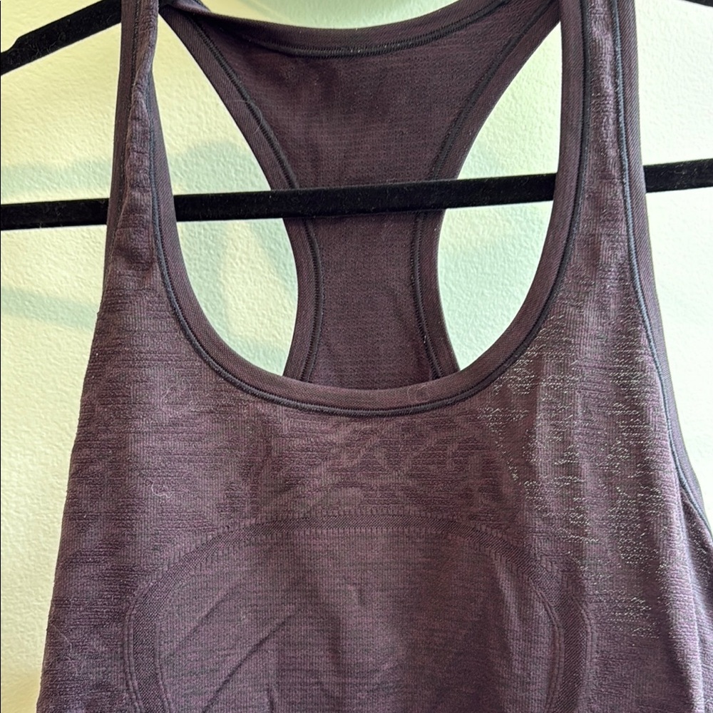 Lululemon Athletica Swiftly Tech Purple & Black Floral Racerback